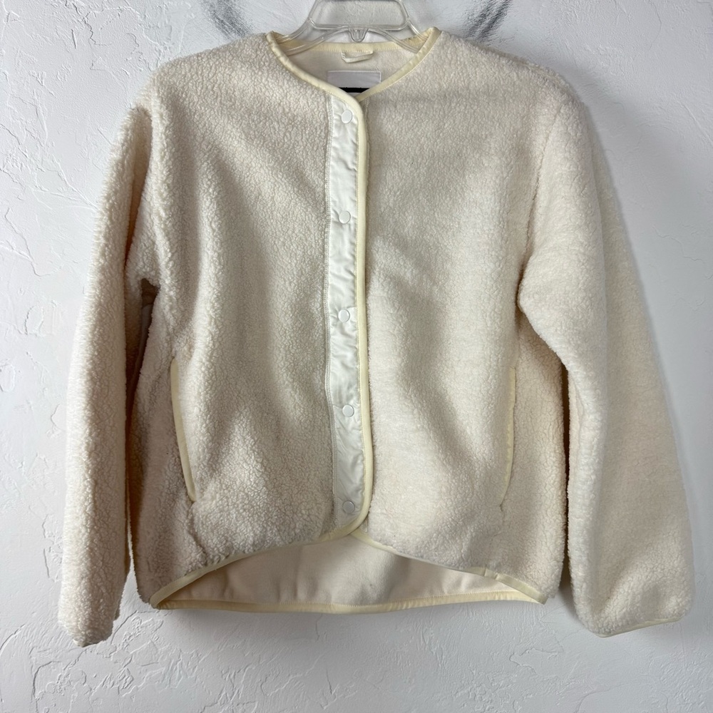 Aritzia Wilfred Free Jacket Coat Sherpa Liner Ivory Solid White Fleece Teddy